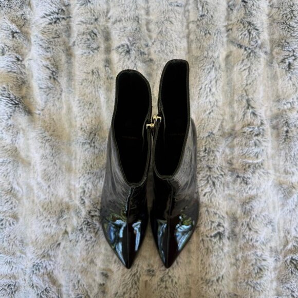 Black Suede Studio Lauren Patent Wedge Ankle Boots - Picture 5 of 6